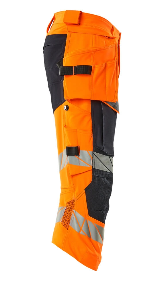 Dreiviertel-Hose, Hängetaschen, Stretch Dreiviertel-Hose Größe C45, hi-vis orange/schwarzblau